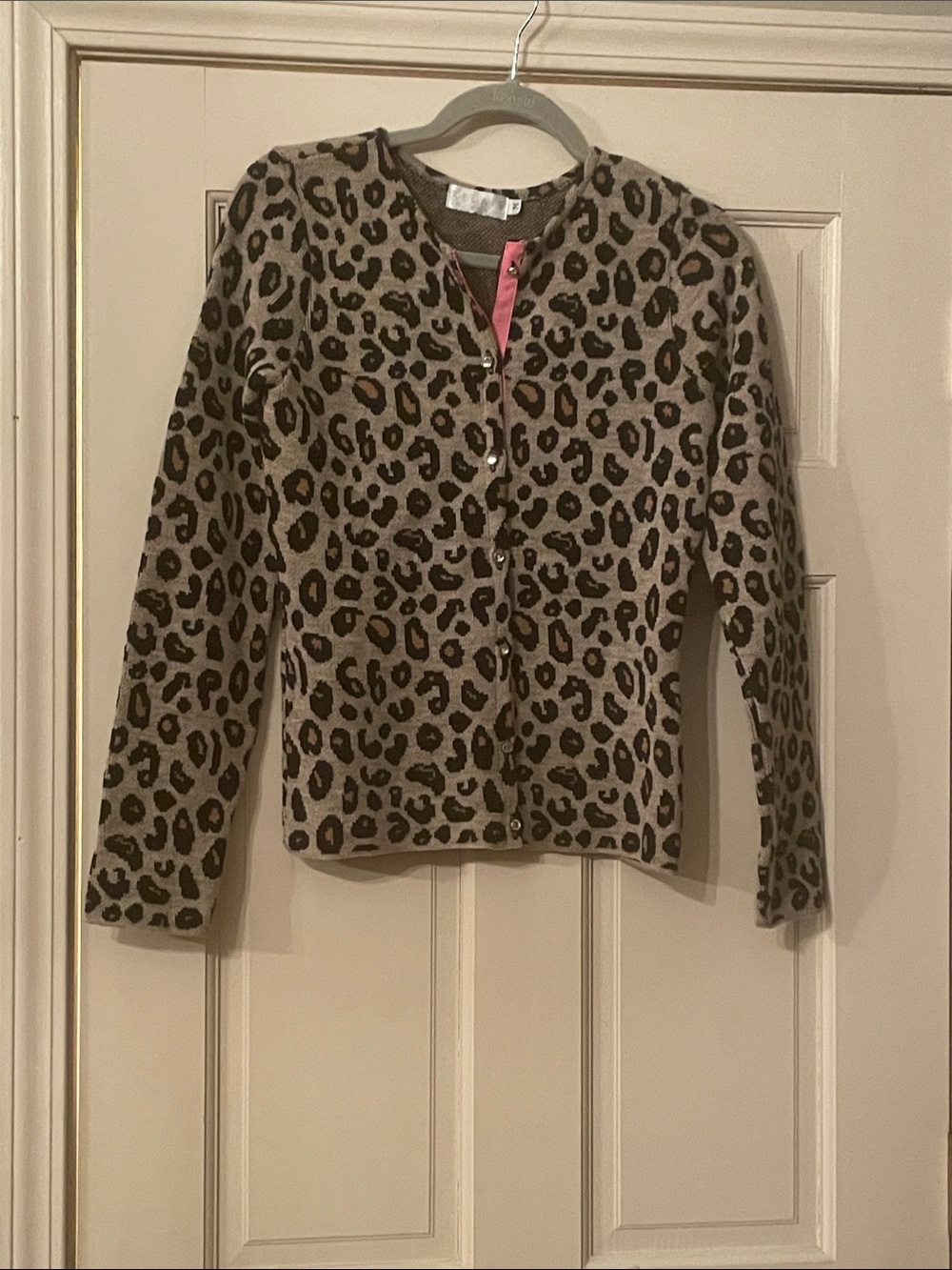 Relais-Leopard Print Cardigan Sweater—Brown and Black—Size Medium